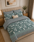 Comforter & Duvet Cover - Teal Blossom Stripe