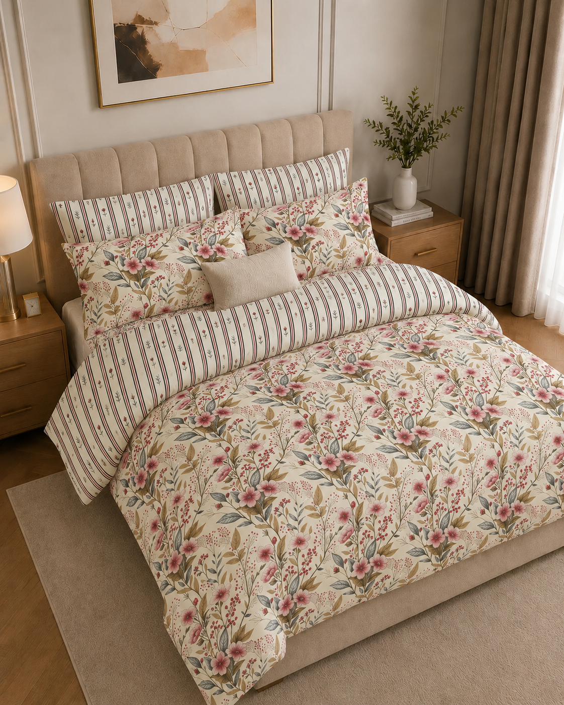 Comforter & Duvet Cover - Floral Stripe Bloom