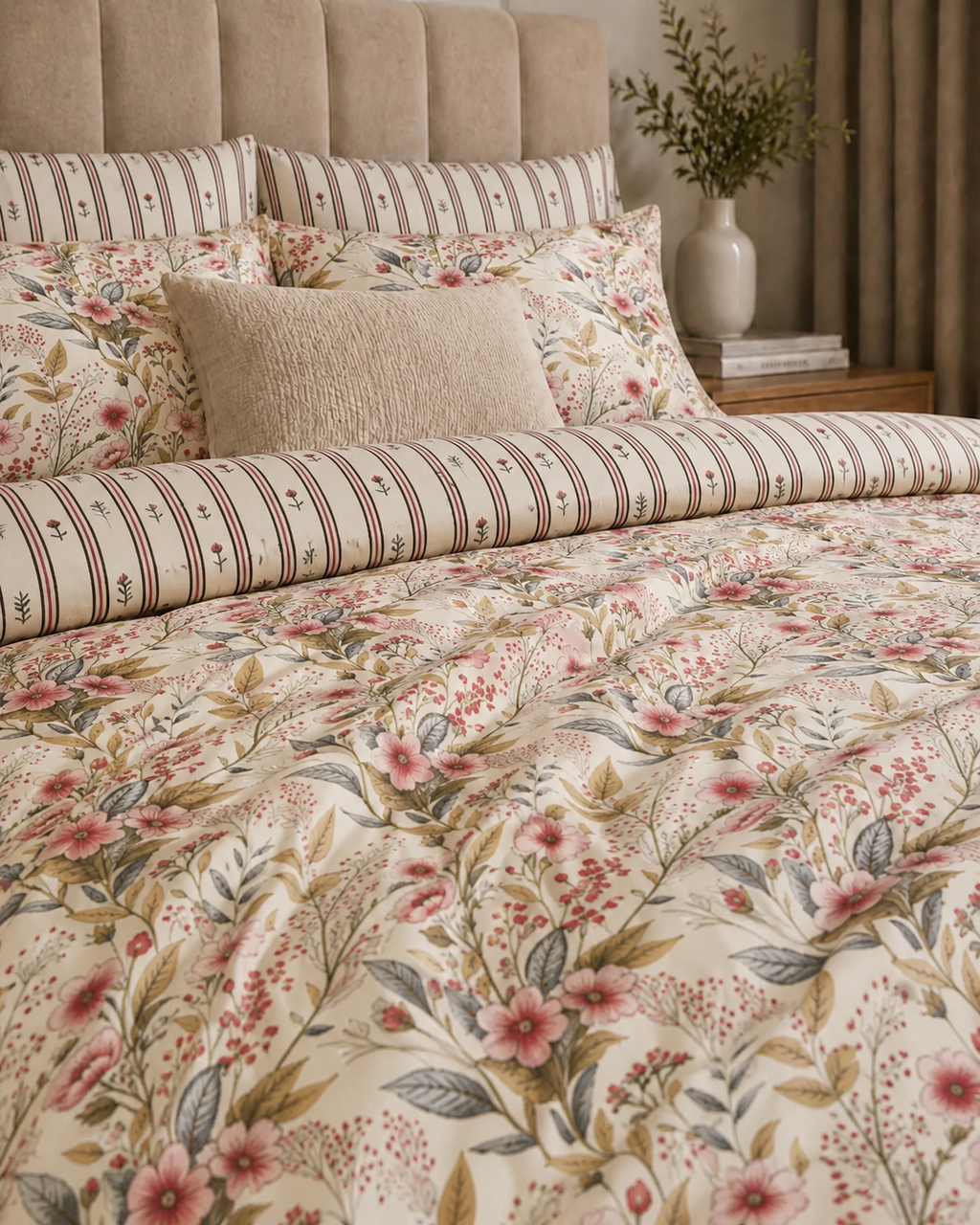 Comforter & Duvet Cover - Floral Stripe Bloom
