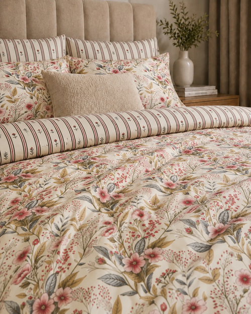 Comforter & Duvet Cover - Floral Stripe Bloom